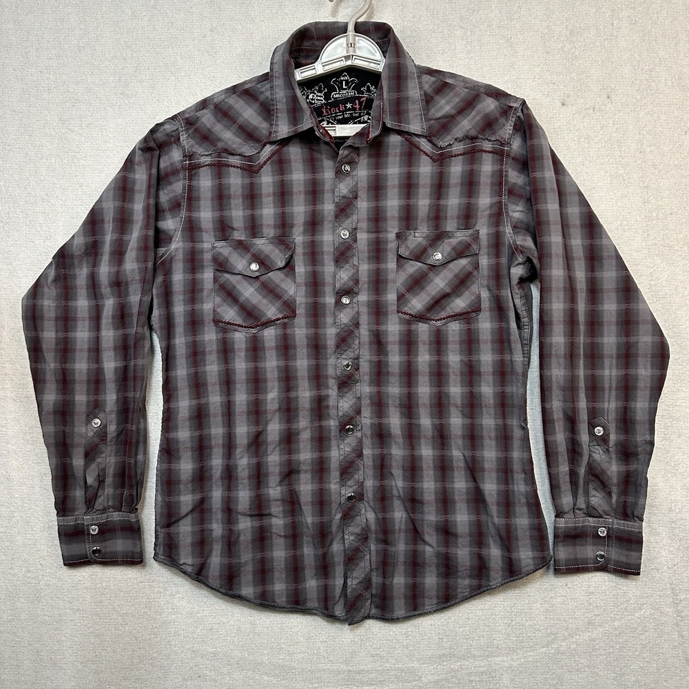 Rock 47 Wrangler Pearl Snap Men's Large Button Up